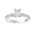 14K WHITE GOLD 1CT ROUND/EMERALD DIAMOND LADIES FASHION RING(CENTER STONE EMERALD DIAMOND 3/4CT) - Image 3