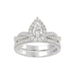 14K WHITE GOLD 1CT ROUND/PEAR DIAMOND LADIES BRIDAL SET(CENTER STONE PEAR DIAMOND 1/2CT) - Image 6