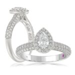 14K WHITE GOLD 1CT ROUND/PEAR DIAMOND LADIES RING( CENTER STONE PEAR DIAMOND 1/2 CT)