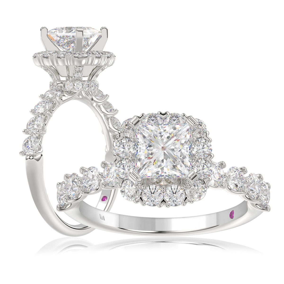 19225148_VA14412W-AB-1201x1201.jpg 14K WHITE GOLD 1CT ROUND/PRINCESS DIAMOND LADIES SEMI MOUNT RING(CENTER STONE MOUNT PRINCESS DIAMOND 1CT) - Image 1