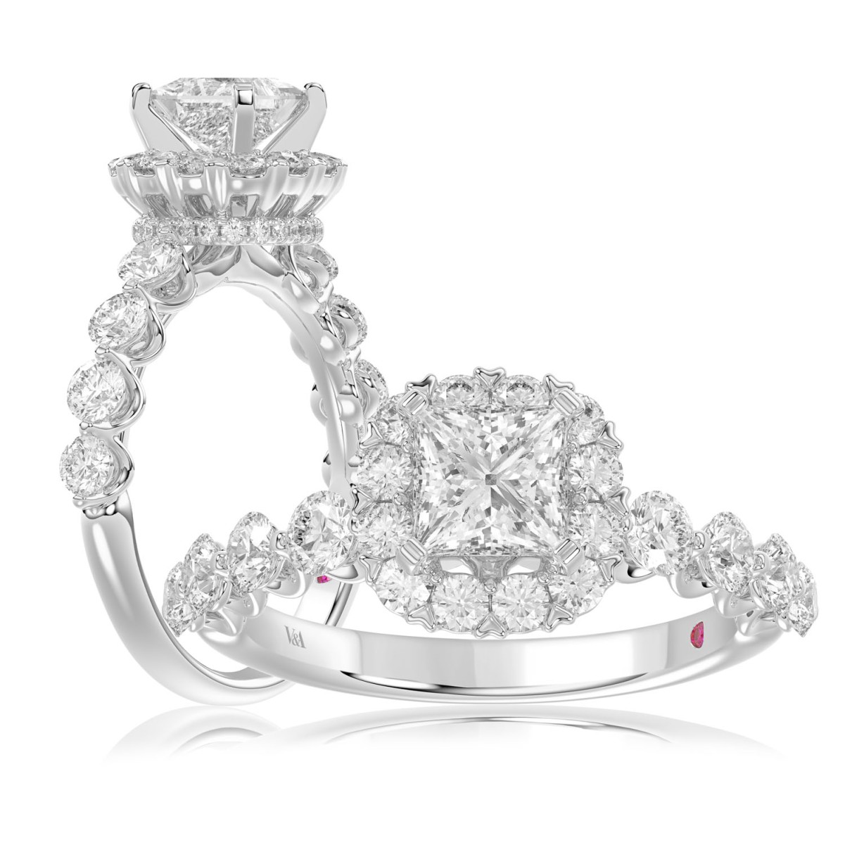 19225149_VA14446W-AB-1201x1201.jpg 14K WHITE GOLD 1CT ROUND/PRINCESS DIAMOND LADIES SEMI MOUNT RING(CENTER STONE MOUNT PRINCESS DIAMOND 1CT) - Image 1