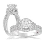 14K WHITE GOLD 3/4CT ROUND DIAMOND LADIES RING(CENTER STONE MOUNT ROUND DIAMOND 1CT)