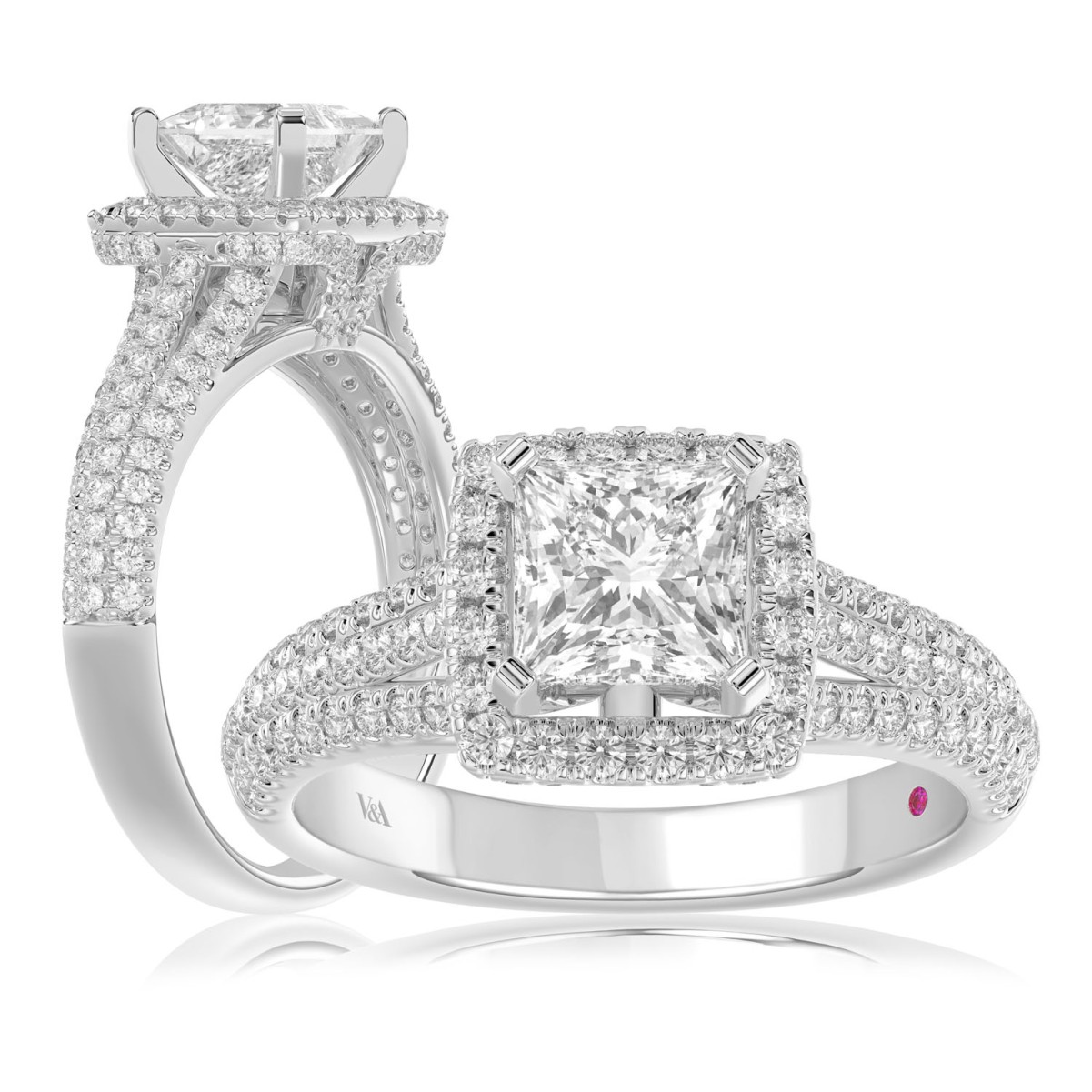19225176_VA14015W-AB-1201x1201.jpg 14K WHITE GOLD 3/4CT ROUND DIAMOND LADIES SEMI MOUNT RING(CENTER STONE MOUNT PRINCESS DIAMOND 1CT) - Image 1