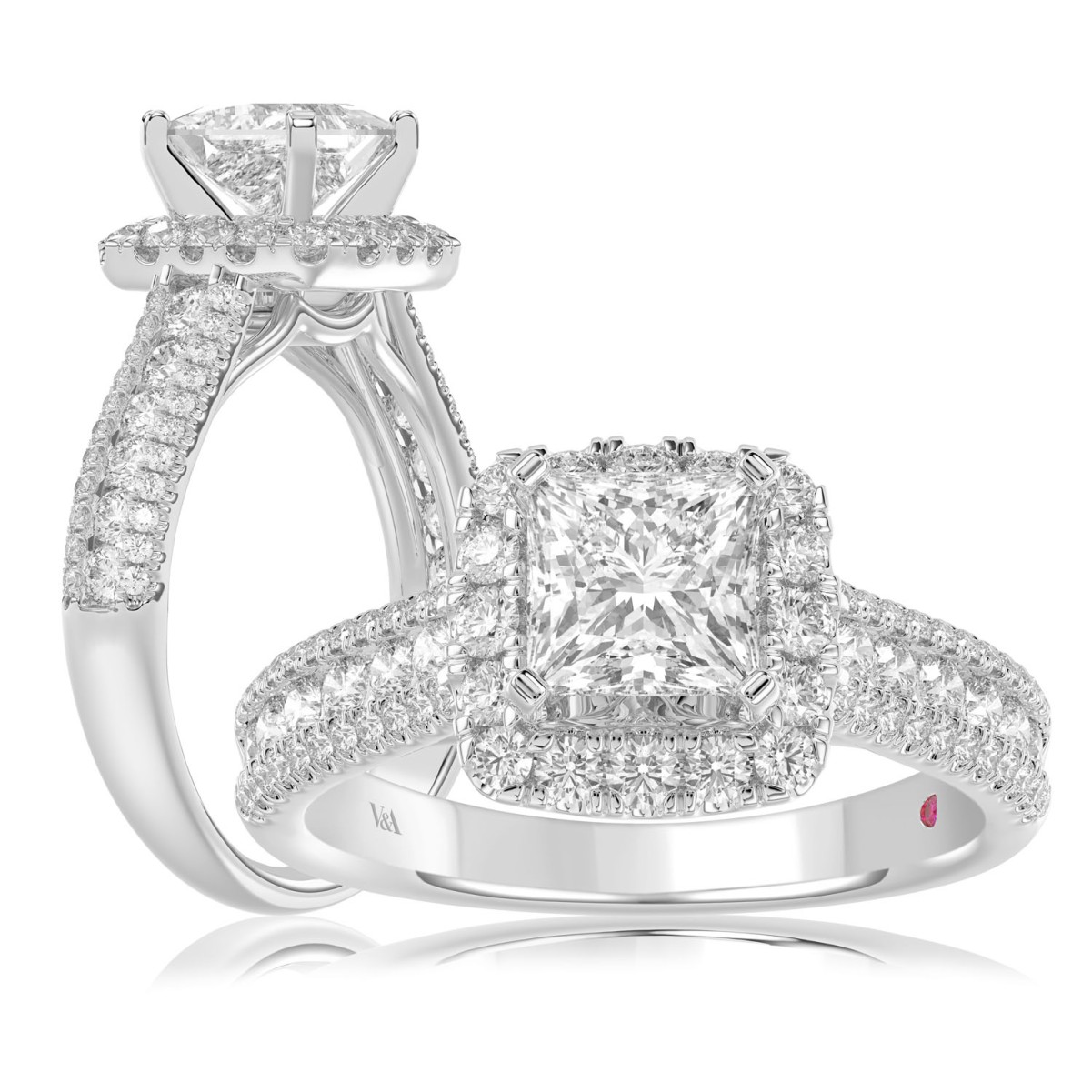 19225178_VA13852W-AB-1201x1201.jpg 14K WHITE GOLD 3/4CT ROUND DIAMOND LADIES SEMI MOUNT RING(CENTER STONE MOUNT PRINCESS DIAMOND 1CT) - Image 1