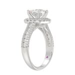 14K WHITE GOLD 3/4CT ROUND DIAMOND LADIES SEMI MOUNT RING(CENTER STONE MOUNT PRINCESS DIAMOND 1CT) - Image 2