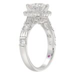 14K WHITE GOLD 3/4CT ROUND/BAGUETTE/PRINCESS DIAMOND LADIES RING(CENTER STONE MOUNT PRINCESS DIAMOND 1CT) - Image 3