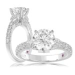 14K WHITE GOLD 3/4CT ROUND/PEAR DIAMOND LADIES SEMI MOUNT RING(CENTER STONE MOUNT ROUND DIAMOND 2CT)