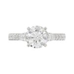 14K WHITE GOLD 3/4CT ROUND/PEAR DIAMOND LADIES SEMI MOUNT RING(CENTER STONE MOUNT ROUND DIAMOND 2CT) - Image 7