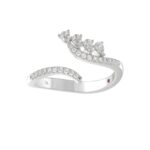 14K WHITE GOLD 3/8CT ROUND/PEAR DIAMOND LADIES RING - Image 4