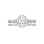 14K WHITE GOLD 5/8CT ROUND/OVAL DIAMOND LADIES SEMI MOUNT BRIDAL SET (CENTER STONE OVAL DIAMOND 3/8CT) - Image 4