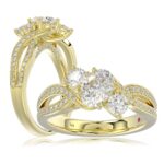 14K YELLOW GOLD 1 1/2CT ROUND/OVAL DIAMOND LADIES FASHION RING( CENTER STONE OVAL DIAMOND 3/4CT / 2 SIDE STONE ROUND DIAMOND 3/8CT)