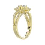 14K YELLOW GOLD 1 1/2CT ROUND/OVAL DIAMOND LADIES FASHION RING( CENTER STONE OVAL DIAMOND 3/4CT / 2 SIDE STONE ROUND DIAMOND 3/8CT) - Image 2
