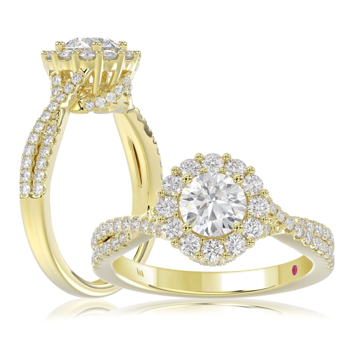 19225246_VA10999Y-1201x1201.jpg 14K YELLOW GOLD 1 1/3CT ROUND DIAMOND LADIES RING(CENTER STONE ROUND DIAMOND 3/4CT) - Image 1