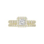 14K YELLOW GOLD 1 5/8CT ROUND/PRINCESS DIAMOND LADIES BRIDAL SET(CENTER STONE PRINCESS DIAMOND 3/4CT) - Image 4