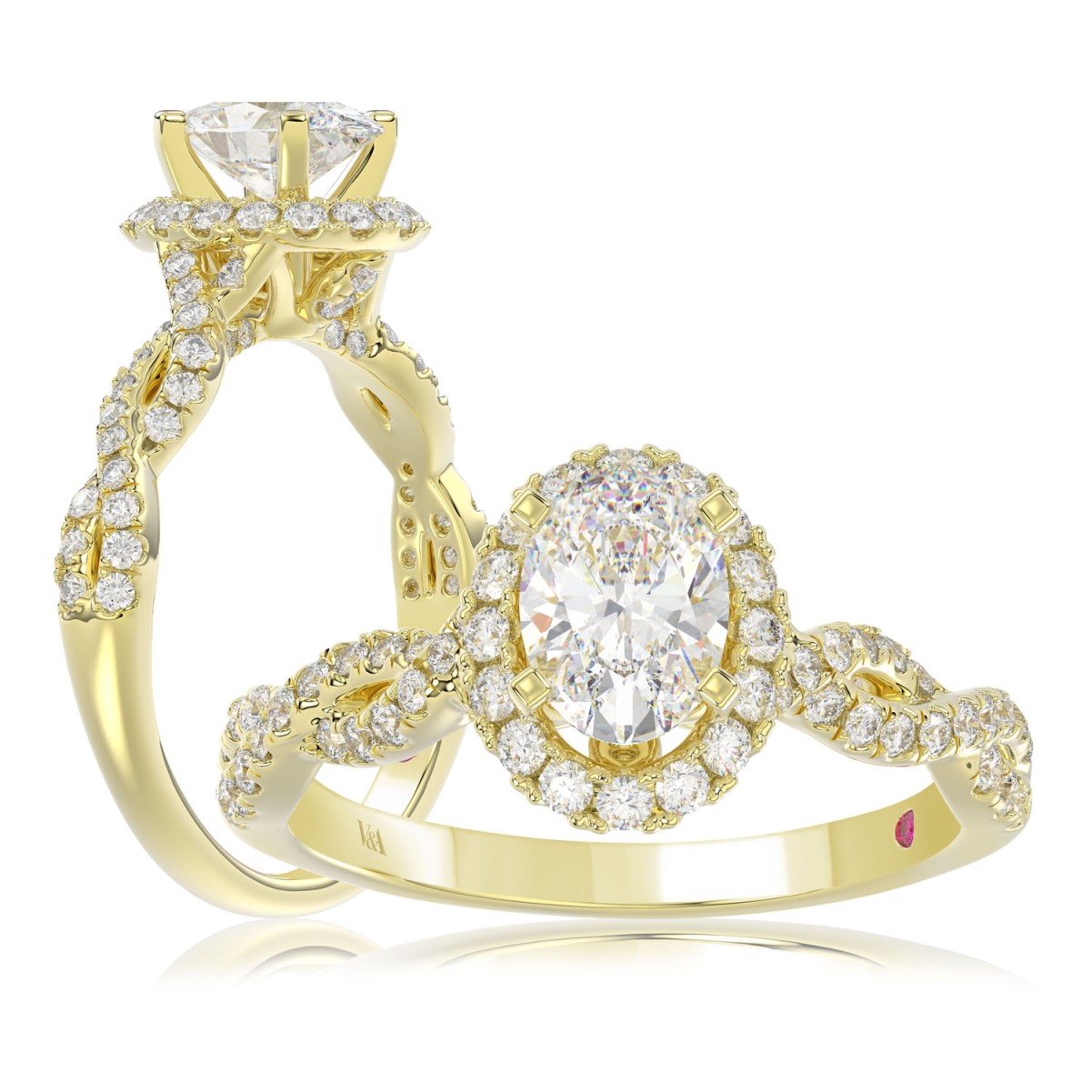 19225285_VA14033Y-AB-1201x1201.jpg 14K YELLOW GOLD 1/2CT ROUND DIAMOND LADIES SEMI MOUNT RING(CENTER STONE MOUNT OVAL DIAMOND 1CT) - Image 1