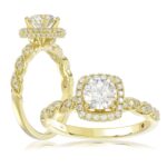 14K YELLOW GOLD 1/3CT ROUND DIAMOND LADIES SEMI MOUNT RING(CENTER STONE ROUND DIAMOND 1CT)