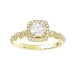14K YELLOW GOLD 1/3CT ROUND DIAMOND LADIES SEMI MOUNT RING(CENTER STONE ROUND DIAMOND 1CT) - Image 3