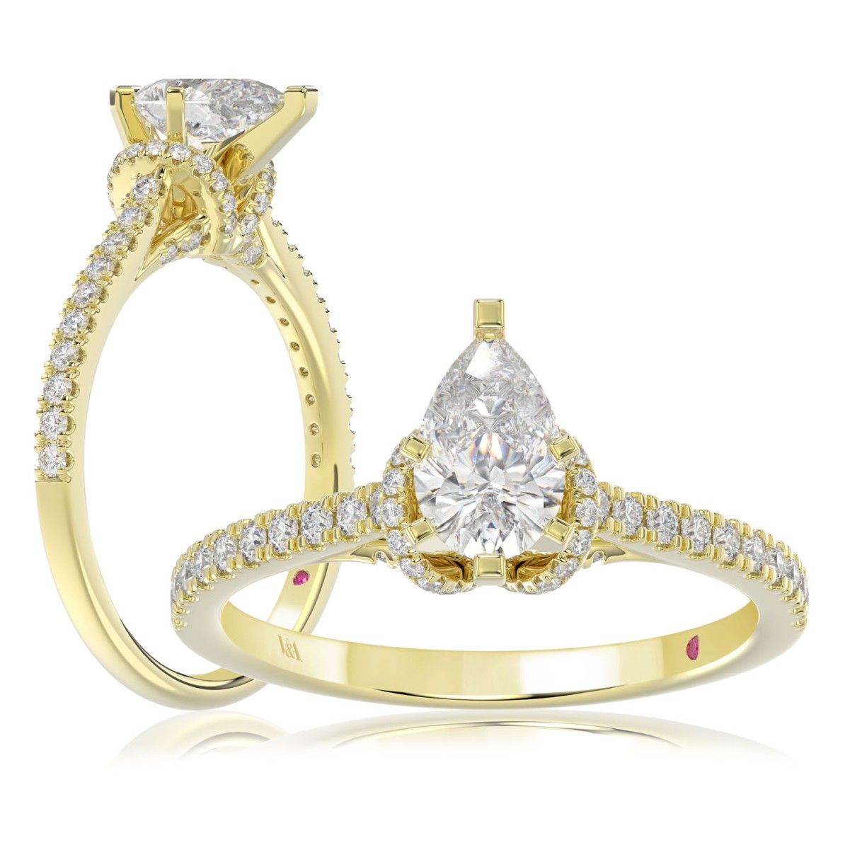 19225355_VA14113Y-AB-1201x1201.jpg 14K YELLOW GOLD 1/3CT ROUND/PEAR DIAMOND LADIES RING(CENTER STONE MOUNT PEAR DIAMOND 1CT) - Image 1