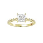 14K YELLOW GOLD 1/6CT ROUND/PRINCESS DIAMOND LADIES RING(CENTER STONE MOUNT PRINCESS DIAMOND 1CT) - Image 2