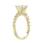 14K YELLOW GOLD 1/6CT ROUND/PRINCESS DIAMOND LADIES RING(CENTER STONE MOUNT PRINCESS DIAMOND 1CT) - Image 3