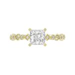 14K YELLOW GOLD 1/6CT ROUND/PRINCESS DIAMOND LADIES RING(CENTER STONE MOUNT PRINCESS DIAMOND 1CT) - Image 4