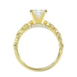 14K YELLOW GOLD 1/6CT ROUND/PRINCESS DIAMOND LADIES RING(CENTER STONE MOUNT PRINCESS DIAMOND 1CT) - Image 6
