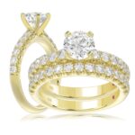 14K YELLOW GOLD 1CT ROUND DIAMOND LADIES BRIDAL SET(CENTER STONE MOUNT ROUND DIAMOND 1CT)