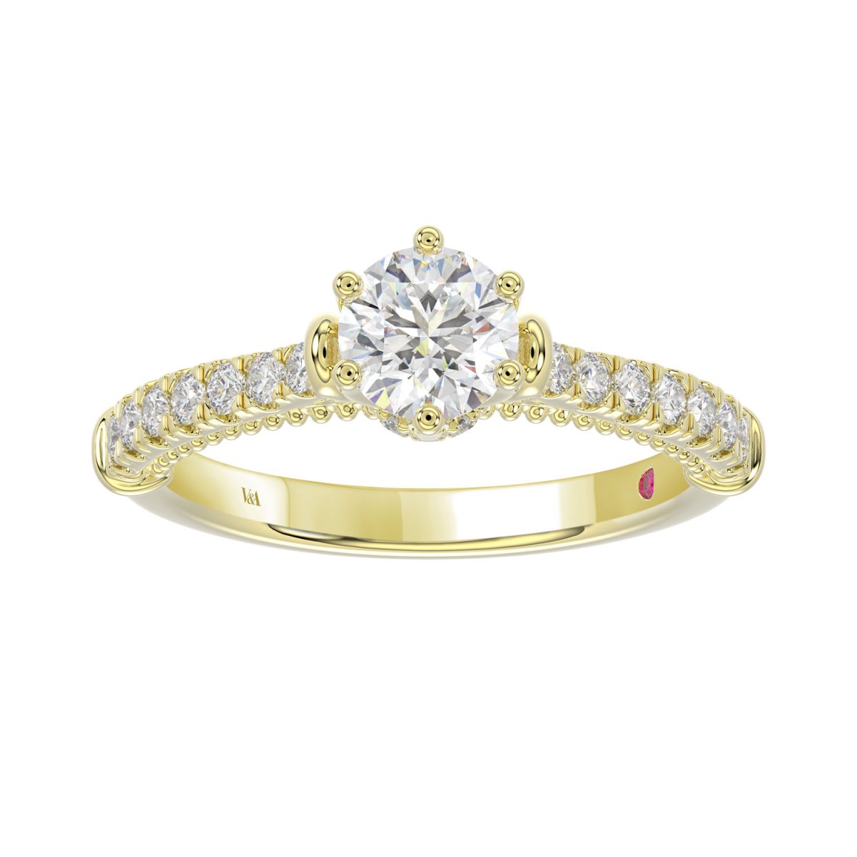 19225412_VA16646Y-1201x1201.jpg 14K YELLOW GOLD 1CT ROUND DIAMOND LADIES RING(CENTER STONE ROUND DIAMOND 3/4CT) - Image 1