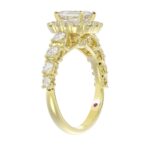14K YELLOW GOLD 1CT ROUND/EMERALD DIAMOND LADIES SEMI MOUNT RING(CENTER STONE MOUNT EMERALD DIAMOND 1CT) - Image 2