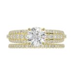 14K YELLOW GOLD 3/4CT ROUND DIAMOND LADIES SEMI MOUNT BRIDAL SET(CENTER STONE MOUNT ROUND DIAMOND 1CT) - Image 6