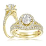 14K YELLOW GOLD 3/4CT ROUND DIAMOND LADIES SEMI MOUNT BRIDAL SET(CENTER STONE MOUNT ROUND DIAMOND 1CT)