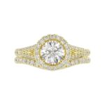 14K YELLOW GOLD 3/4CT ROUND DIAMOND LADIES SEMI MOUNT BRIDAL SET(CENTER STONE MOUNT ROUND DIAMOND 1CT) - Image 6