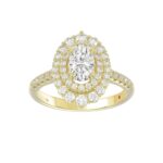 14K YELLOW GOLD 3/4CT ROUND/OVAL DIAMOND LADIES SEMI MOUNT RING(CENTER STONE MOUNT OVAL DIAMOND 1CT) - Image 4