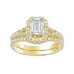 14K YELLOW GOLD 5/8CT ROUND/EMERALD DIAMOND LADIES RING(CENTER STONE MOUNT EMERALD DIAMOND 1CT) - Image 3