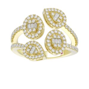 14K YELLOW GOLD 7/8CT ROUND/BAGUETTE DIAMOND LADIES FASHION RING