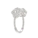 18K WHITE  GOLD 1/2CT ROUND/BAGUETTE DIAMOND LADIES FASHION RING - Image 3