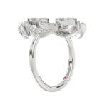 18K WHITE  GOLD 5/8CT ROUND/BAGUETTE DIAMOND LADIES FASHION RING - Image 4