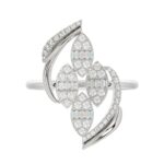 18K WHITE  GOLD 5/8CT ROUND/BAGUETTE DIAMOND LADIES FASHION RING - Image 5