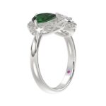 18K WHITE GOLD 1 1/3CT ROUND/PEAR/OVAL DIAMOND LADIES RING(COLOR STONE GREEN EMERALD PEAR DIAMOND 3/4CT / OVAL DIAMOND 1/4CT) - Image 5