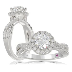 18K WHITE GOLD 1/2CT ROUND DIAMOND LADIES SEMI MOUNT RING(CENTER STONE MOUNT ROUND DIAMOND 1CT)