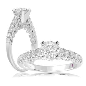 18K WHITE GOLD 1/2CT ROUND DIAMOND LADIES SEMI MOUNT RING(CENTER STONE MOUNT ROUND DIAMOND 1CT)