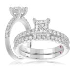 18K WHITE GOLD 1/2CT ROUND DIAMOND SEMI MOUNT LADIES BRIDAL SET (CENTER STONE PRINCESS DIAMOND 1.00CT)