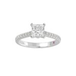 18K WHITE GOLD 1/4CT ROUND DIAMOND LADIES SEMI MOUNT RING(CENTER STONE MOUNT PRINCESS DIAMOND 1CT) - Image 3