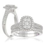 18K WHITE GOLD 1CT ROUND DIAMOND LADIES BRIDAL SET