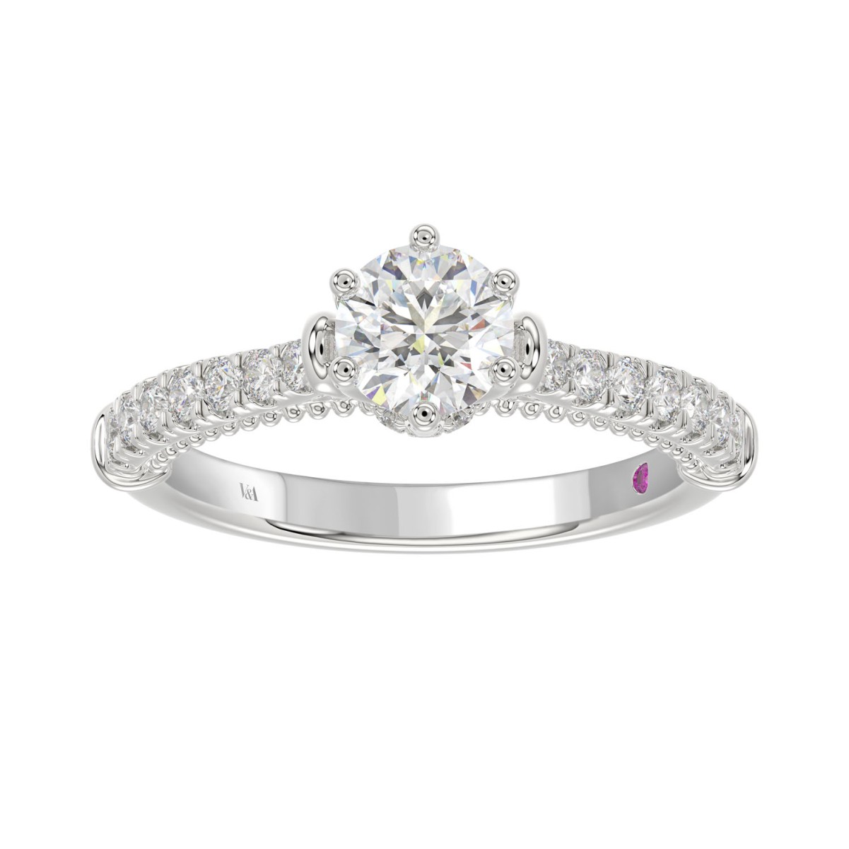 19225781_VA22735W-1201x1201.jpg 18K WHITE GOLD 1CT ROUND DIAMOND LADIES RING(CENTER STONE ROUND DIAMOND 3/4CT) - Image 1