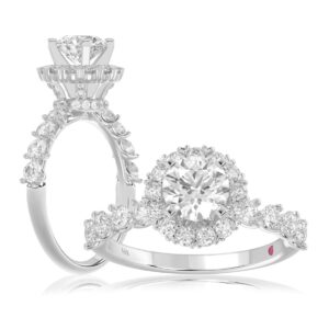 18K WHITE GOLD 1CT ROUND DIAMOND LADIES SEMI MOUNT RING(CENTER STONE MOUNT ROUND DIAMOND 1CT)