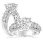18K WHITE GOLD 1CT ROUND DIAMOND LADIES SEMI MOUNT RING(CENTER STONE MOUNT ROUND DIAMOND 3CT)