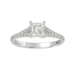 18K WHITE GOLD 1CT ROUND/PRINCESS DIAMOND LADIES RING(CENTER STONE PRINCESS DIAMOND 3/4CT) - Image 3