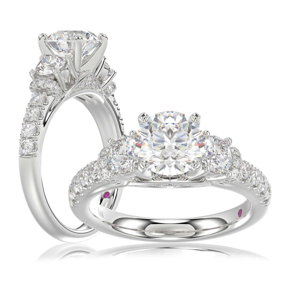 19225828_VA18452W-AB-1201x1201.jpg 18K WHITE GOLD 2 1/2CT ROUND DIAMOND SEMI MOUNT LADIES RING (CENTER STONE ROUND DIAMOND 1 1/2CT) - Image 1