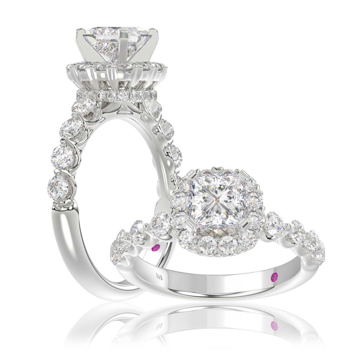 19225836_VA20830W-AB-1201x1201.jpg 18K WHITE GOLD 2.00CT ROUND/PRINCESS DIAMOND SEMI MOUNT LADIES RING (CENTER STONE PRINCESS DIAMOND 1.00CT) - Image 1